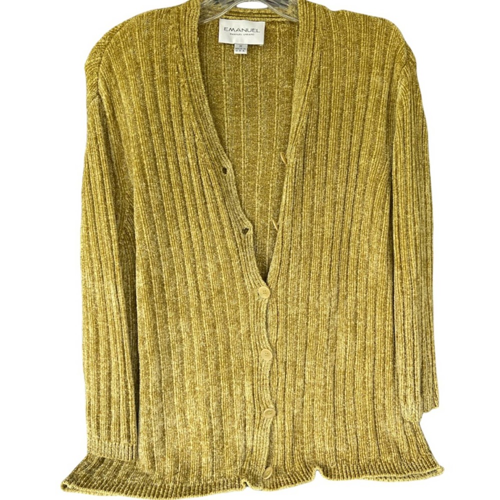 Emanuel Ungaro sweater set chartreuse green chenille tank and cardi